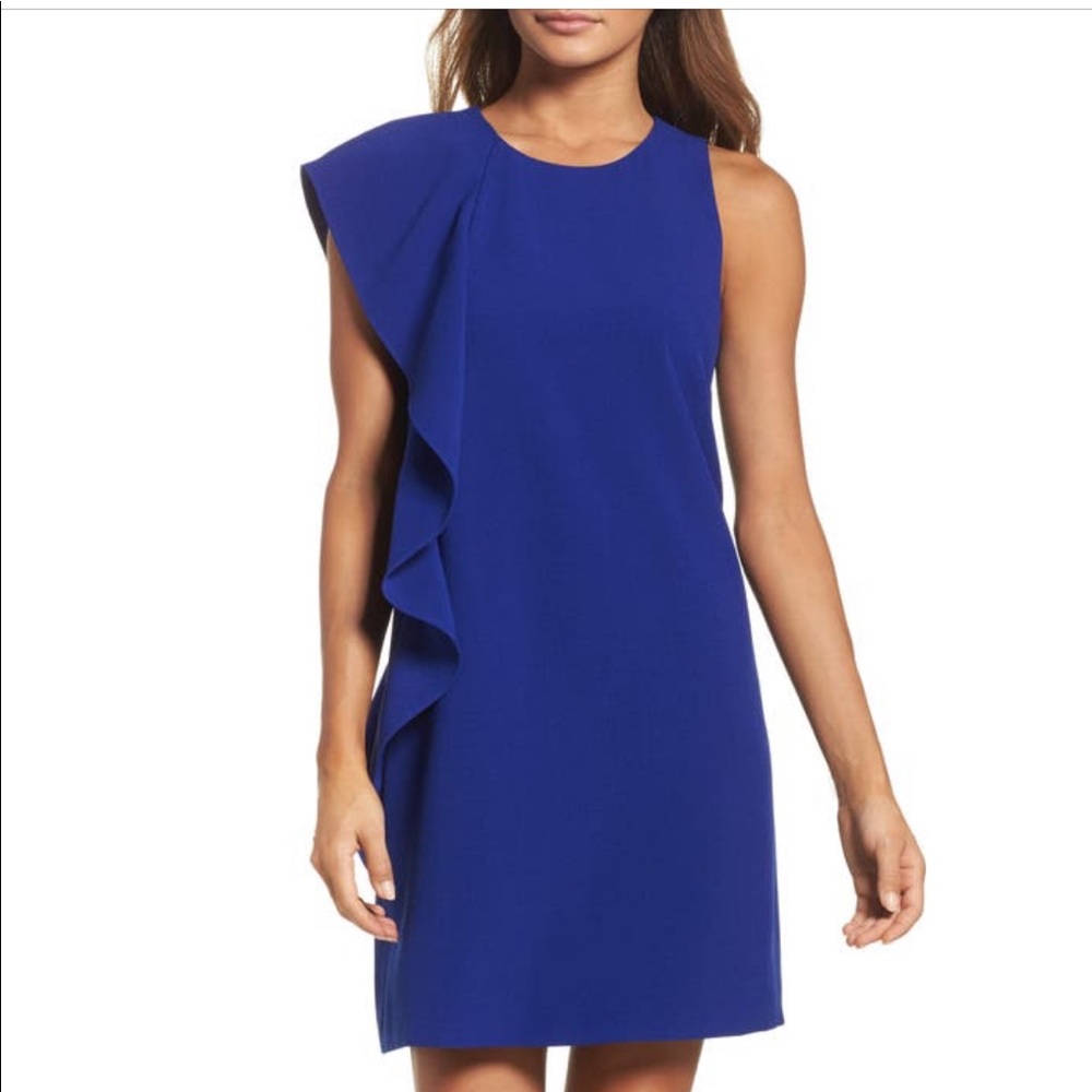 Chelsea28 Asymmetrical Ruffle Shift Dress